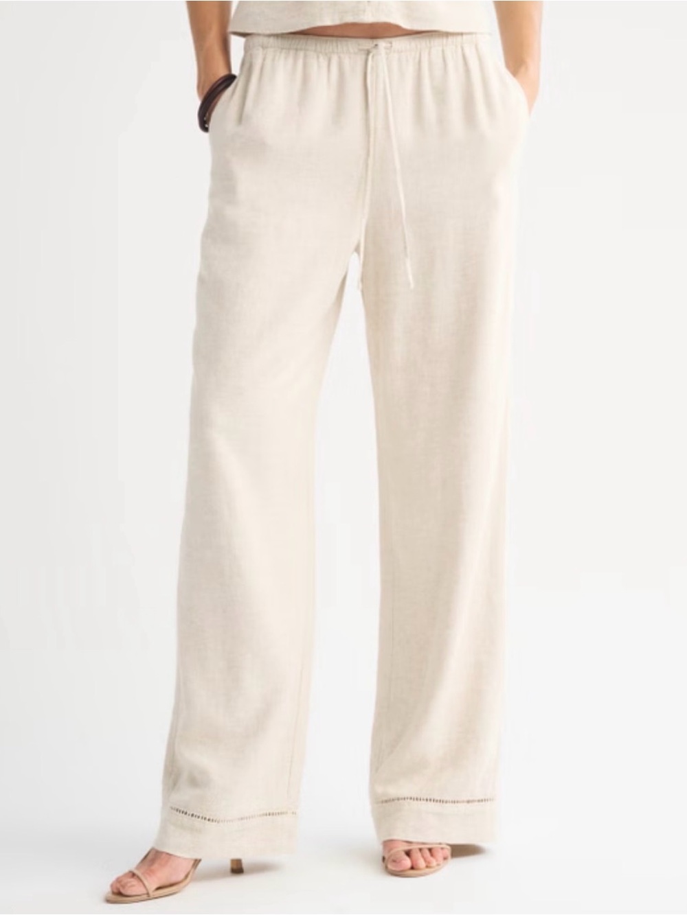 A&F Gemma Linen-Blend Wide Leg Pull-On Pant